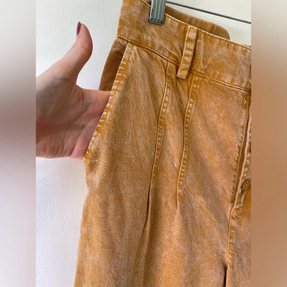 NWT YFB Pants Gold Acid Wash ButtonFly Elastic Waistband high rise pants size L - Picture 12 of 12